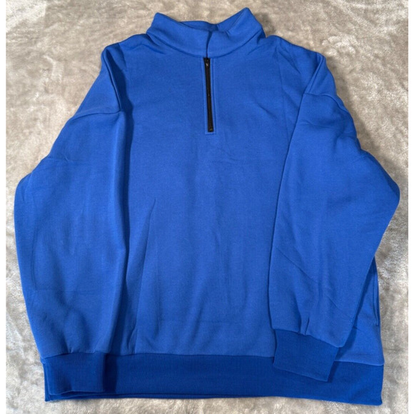 Royal Blue Mock Neck Oversized Sweatshirt Womens Size L Casual Athleisure - Picture 1 of 5